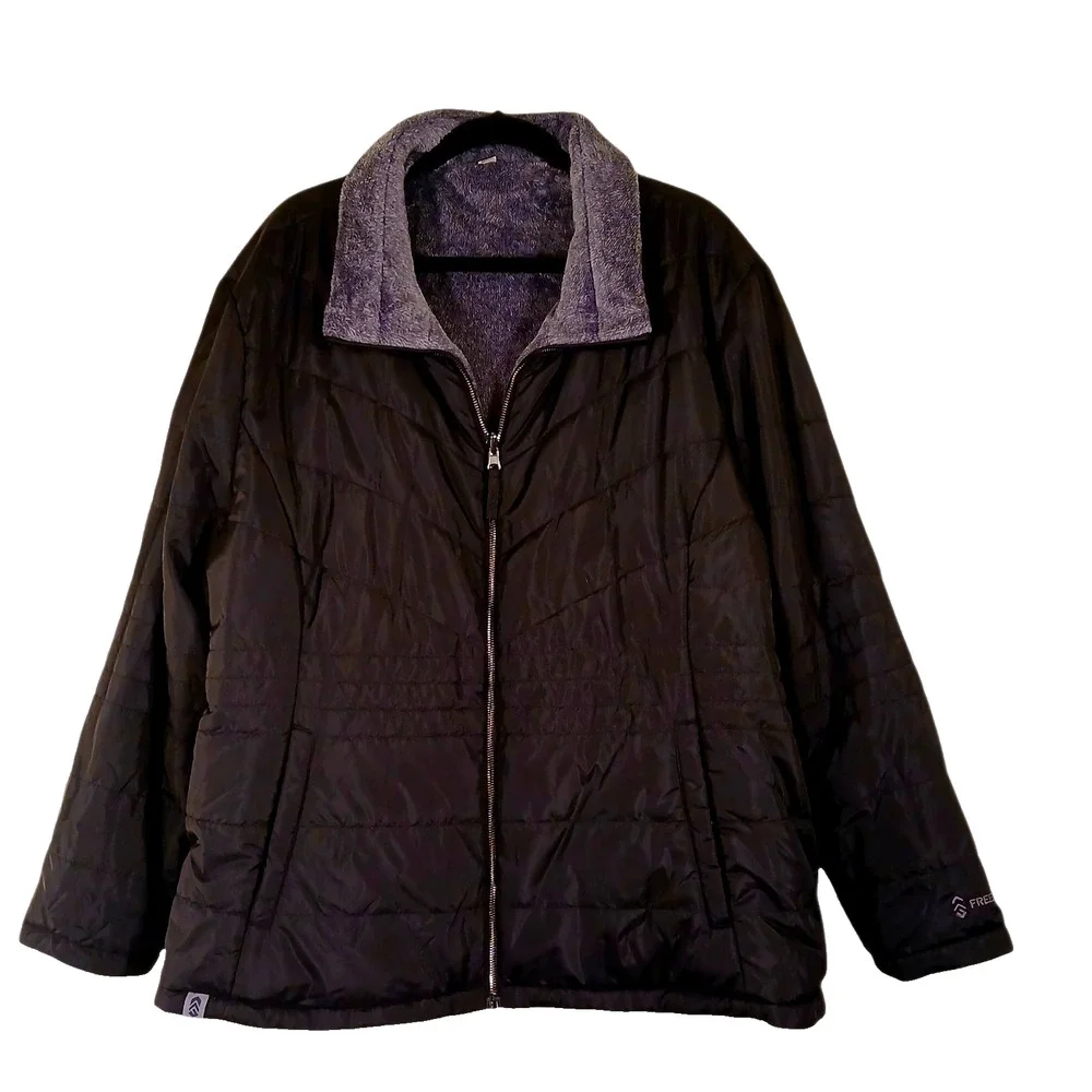 Free‎ Country Men’s Puffer Jacket 3X Black Full Zip Insulated Lightweight Coat - Picture 2 of 10